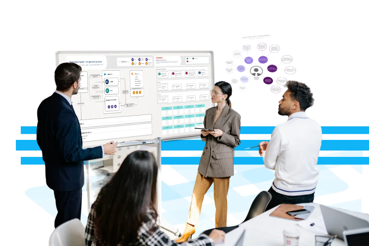 woman working on a web design on a white board