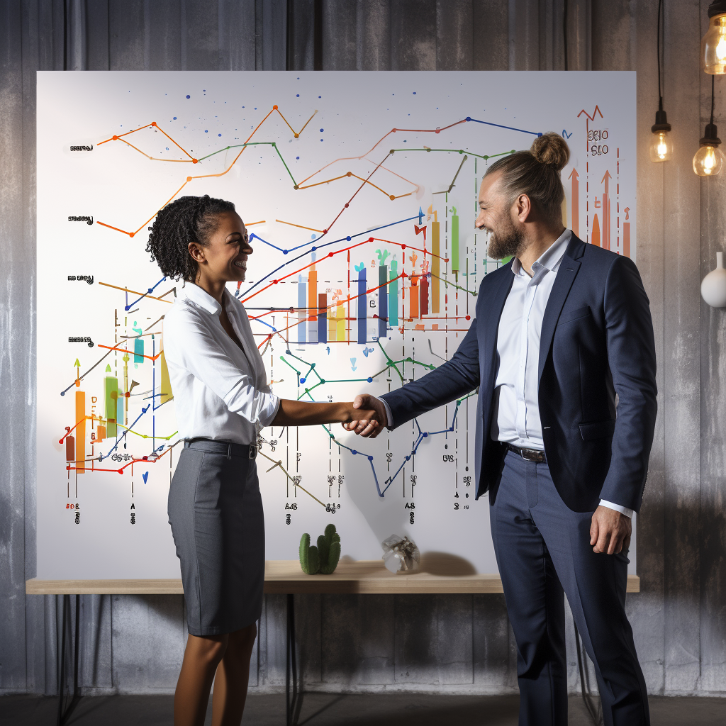 man and woman shaking hands in a business deal