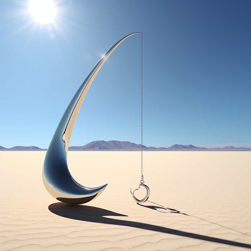 silver fish hook in the desert