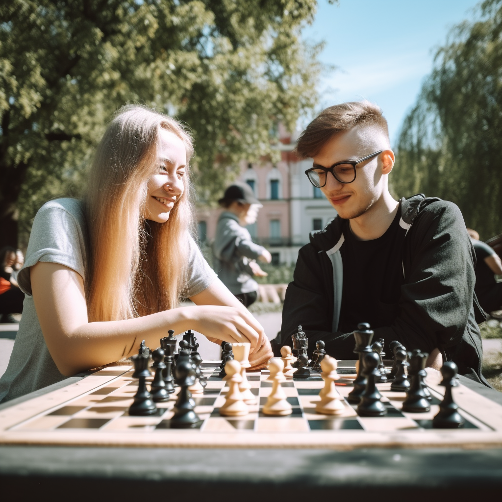 two people playing game of chess