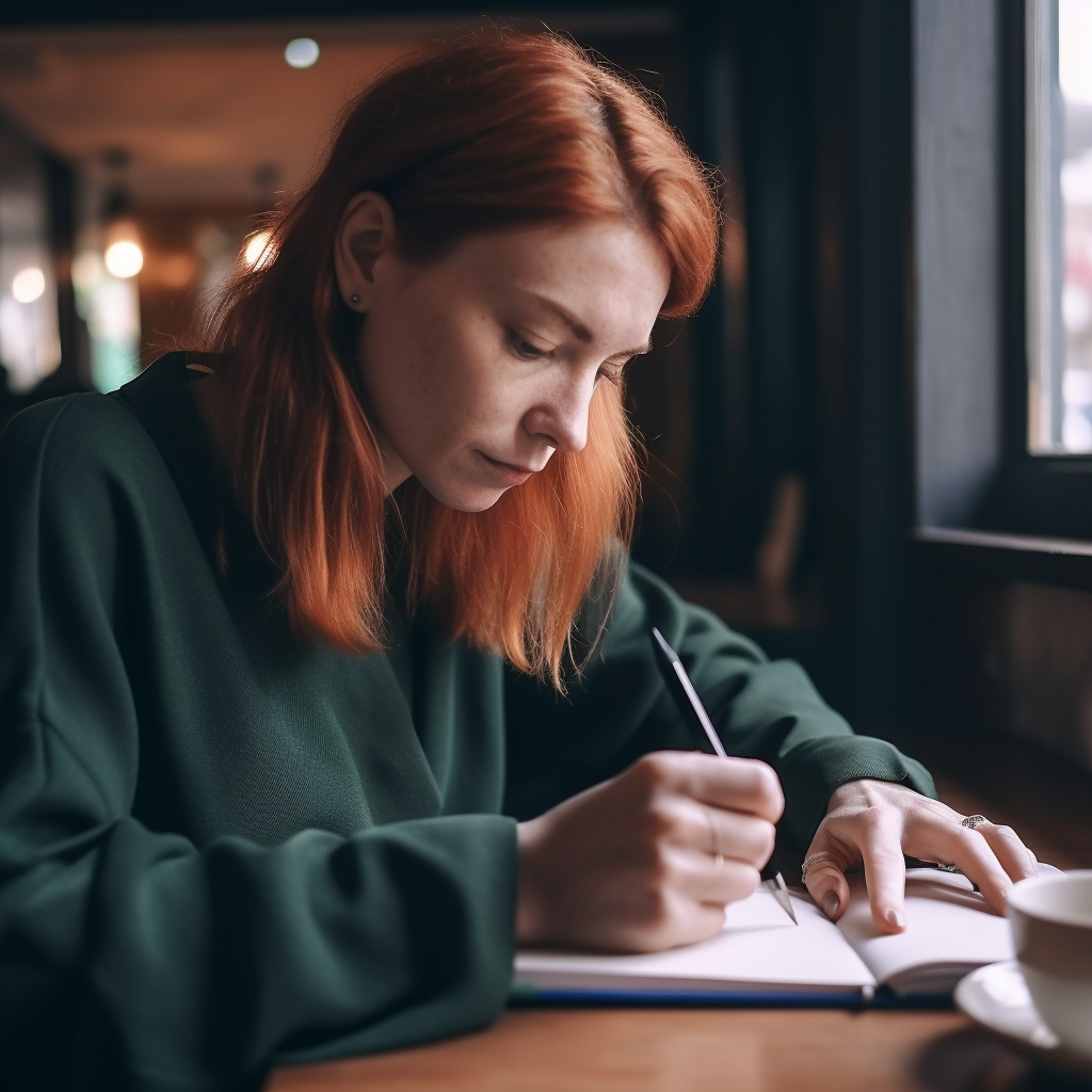 woman journalling for growth commitment